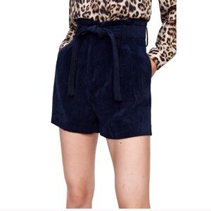 ZARA Corduroy Paper Bag High Waist Tie Shorts